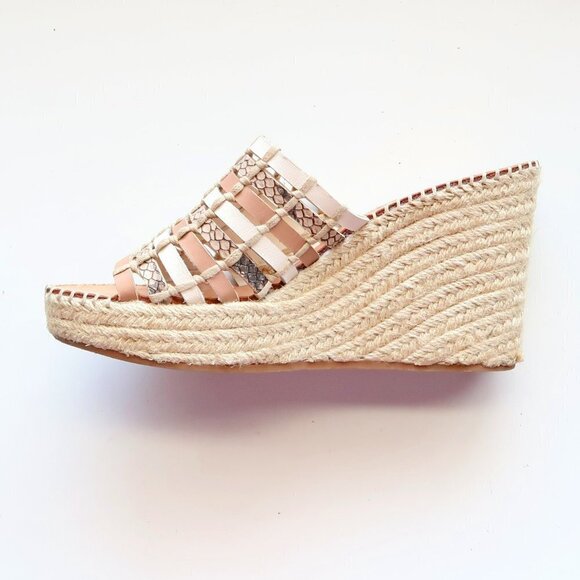 Dolce Vita Beige Platform Espadrille Wedge Heel Mule Sandals Slip-on Summer Shoe - Picture 10 of 16